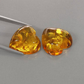 天然橙色琥珀，透明，16.2×16.1毫米，透明/半透明