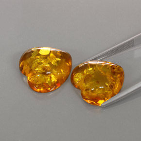 天然橙色琥珀，透明，16.2×16.1毫米，透明/半透明