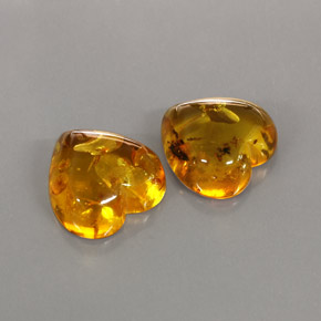 天然橙色琥珀，透明，16×15.9毫米，透明/半透明