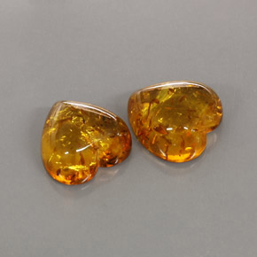 天然橙色琥珀，透明，15.9×15.8毫米，透明/半透明