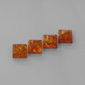天然橙色琥珀，透明，8×7.9毫米，透明/半透明