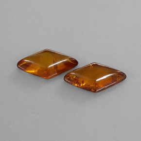 天然橙色琥珀，透明，19.3×10.5毫米，透明/半透明