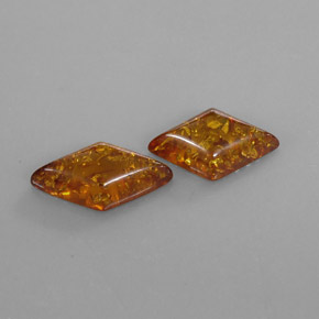 天然橙色琥珀，透明，19.5×10.7毫米，透明/半透明