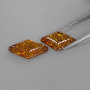 天然橙色琥珀，透明，19.5×10.7毫米，透明/半透明