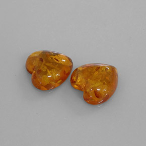 天然橙色琥珀，透明，15.7×15.7毫米，透明/半透明
