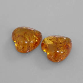 天然橙色琥珀，透明，15.9×15.9毫米，透明/半透明