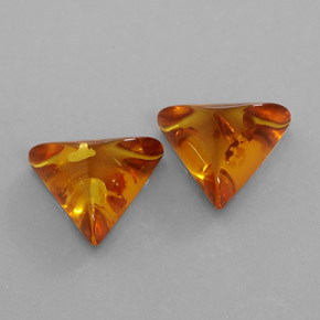 天然橙色琥珀，透明，13.4×11.7毫米，透明/半透明