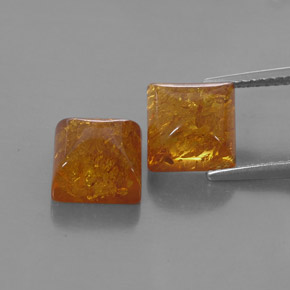 天然橙色琥珀，透明，8×7.9毫米，透明/半透明