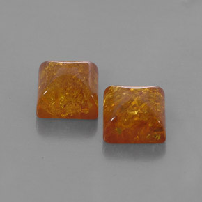 天然橙色琥珀，透明，8×7.9毫米，透明/半透明