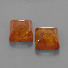天然橙色琥珀，透明，8.1×8.1毫米，透明/半透明