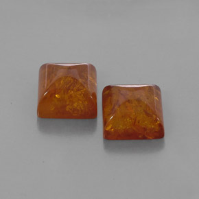 天然橙色琥珀，透明，8×8毫米，透明/半透明