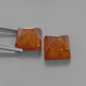 天然橙色琥珀，透明，8×8毫米，透明/半透明