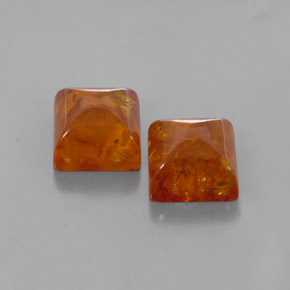 天然橙色琥珀，透明，8×8毫米，透明/半透明