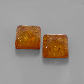 天然橙色琥珀，透明，7.9×7.9毫米，透明/半透明