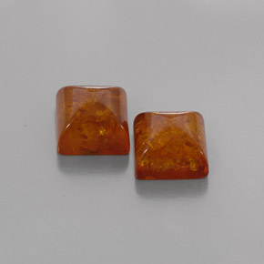 天然橙色琥珀，透明，7.9×7.9毫米，透明/半透明