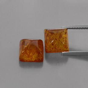 天然橙色琥珀，透明，8×8毫米，透明/半透明