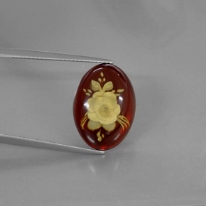 3.92克拉天然橙色琥珀，透明，18×13.2毫米，透明/半透明