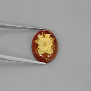 4.09克拉天然橙色琥珀，透明，19.2×14.5毫米，透明/半透明