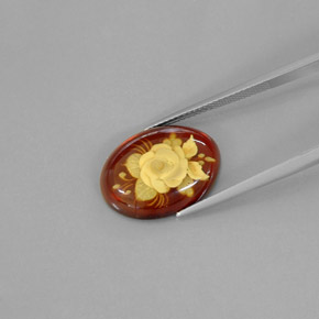 4.09克拉天然橙色琥珀，透明，19.2×14.5毫米，透明/半透明