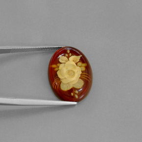 5.43克拉天然橙色琥珀，透明，19.8×14.8毫米，透明/半透明