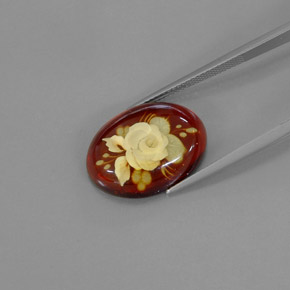5.58克拉天然橙色琥珀，透明，19.9×14.8毫米，透明/半透明