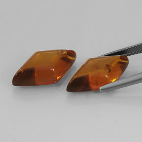 天然橙色琥珀，透明，19.4×10.7毫米，透明/半透明