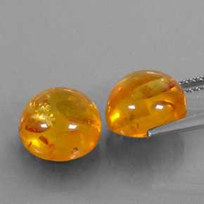 天然橙色琥珀，透明，9.61毫米，透明/半透明