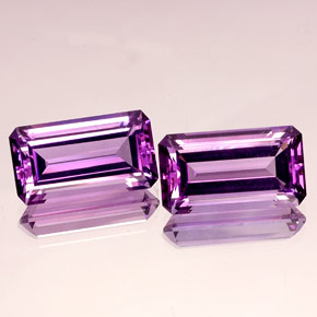 天然紫罗兰色紫水晶，祖母绿式切割，18.1×10.1毫米，IF