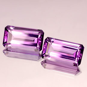 天然紫罗兰色紫水晶，祖母绿式切割，18.1×10.1毫米，IF