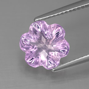 3.04克拉天然紫罗兰色紫水晶，花形切工，9.5×9.1毫米，透明