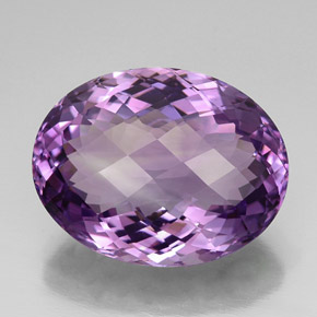 33.87克拉天然紫罗兰色紫水晶，椭圆形切割，25.2×19.6毫米，IF