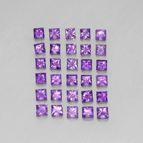 天然紫罗兰色紫水晶，方形，2.9×2.9毫米，VS
