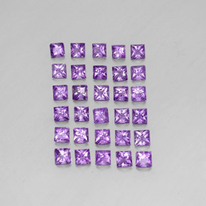 天然紫罗兰色紫水晶，方形，3×3毫米，VS