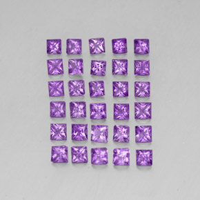 天然紫罗兰色紫水晶，方形，3.1×3.1毫米，VS
