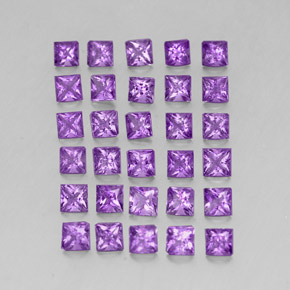 天然紫罗兰色紫水晶，方形，3.1×3.1毫米，VS