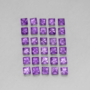天然紫罗兰色紫水晶，方形，3.1×3.1毫米，VS