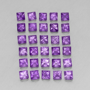 天然紫罗兰色紫水晶，方形，3.1×3.1毫米，VS