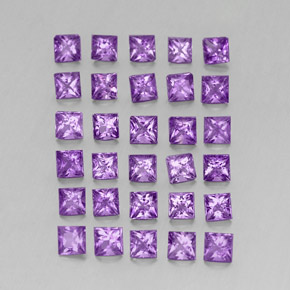 天然紫罗兰色紫水晶，方形，2.9×2.9毫米，VS