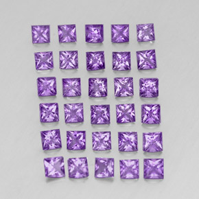 天然紫罗兰色紫水晶，方形，3×3毫米，VS