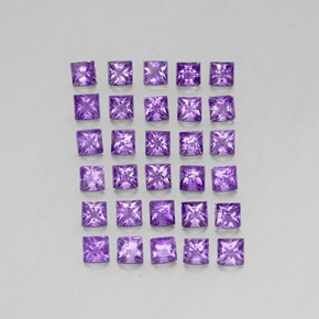 天然紫罗兰色紫水晶，方形，3×3毫米，VS