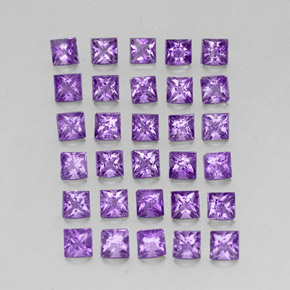 天然紫罗兰色紫水晶，方形，3×3毫米，VS
