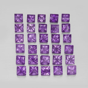 天然紫罗兰色紫水晶，方形，3.1×3.1毫米，VS