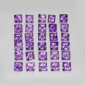 天然紫罗兰色紫水晶，方形，2.9×2.9毫米，VS