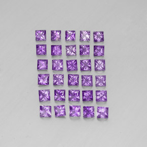 天然紫罗兰色紫水晶，方形，3.2×3.1毫米，VS