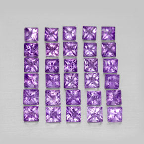 天然紫罗兰色紫水晶，方形，3.1×3.1毫米，VS
