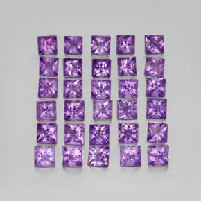 天然紫罗兰色紫水晶，方形，3×2.9毫米，VS