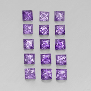 天然紫罗兰色紫水晶，方形，3.4×3.4毫米，VS