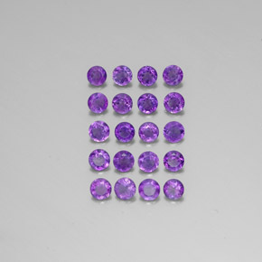 天然紫罗兰色紫水晶，圆形切割，3.48毫米，VS