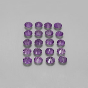 天然紫罗兰色紫水晶，圆形切割，3.43毫米，VS