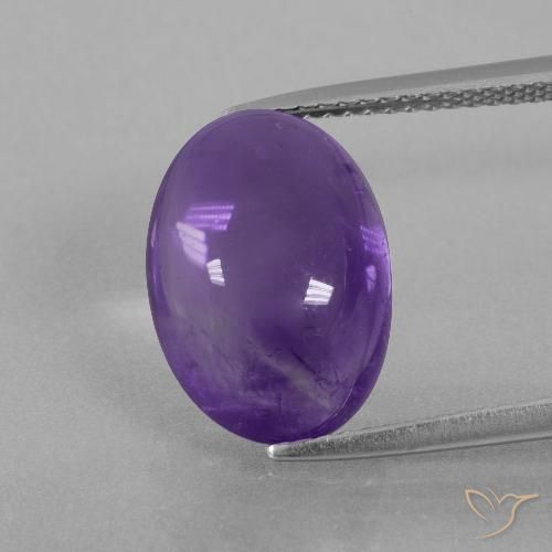 6.46ct 天然 中紫 紫水晶, 椭圆形, 透明